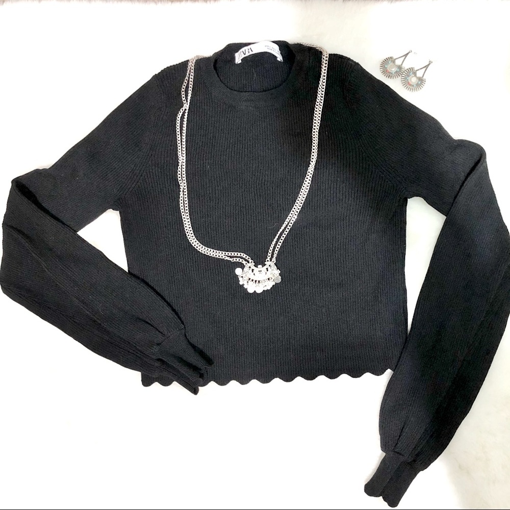 [Zara] LONG SLEEVE CROP TOP (XS)